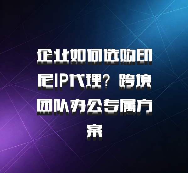 企业如何选购印尼IP代理？跨境团队办公专属方案