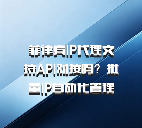 菲律宾IP代理支持API对接吗？批量IP自动化管理